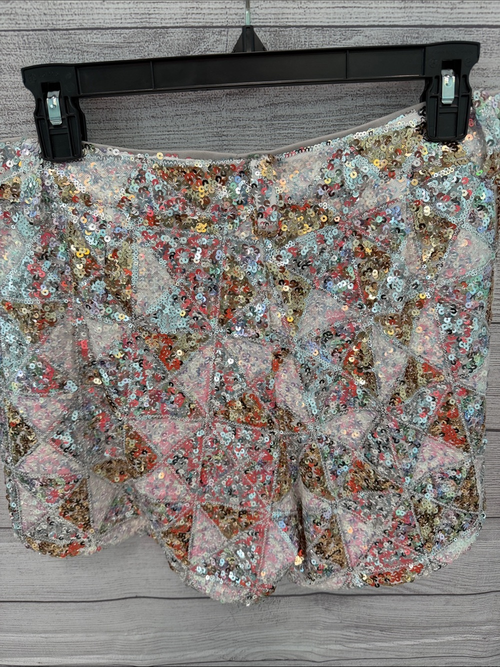 Miss Me Sequin Geometric Shorts in Silver, Gold, Pink, Blue - Picture 7 of 11